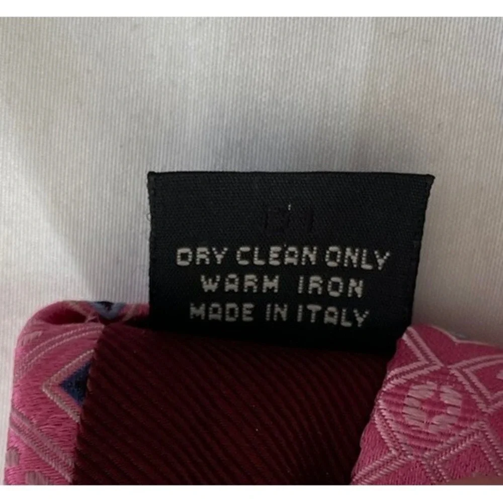 ERMENEGILDO ZEGNA Silk Necktie ITALY Pink‎ Dashes Squares Dots Graphic Weave